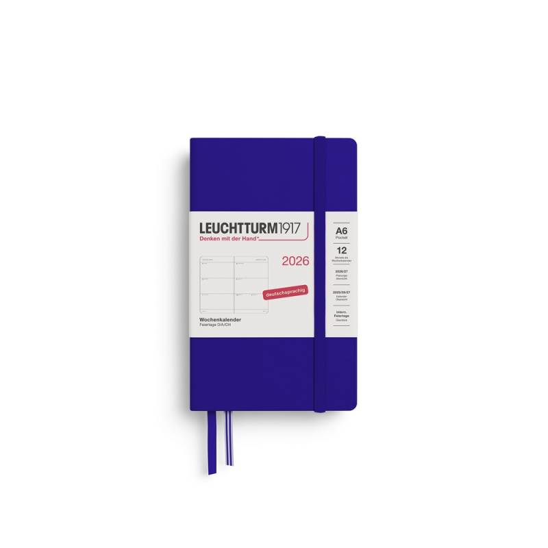 Leuchtturm1917 Wochenkalender 1 Woche auf 2 Seiten 2026 Pocket A6 Hardcover Ink von Leuchtturm1917