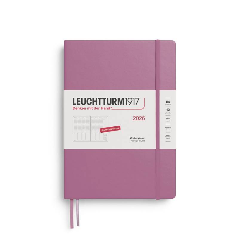 Leuchtturm1917 Wochenplaner 1 Woche auf 2 Seiten 2026 Composition B5 Hardcover Dusty Rose von Leuchtturm1917