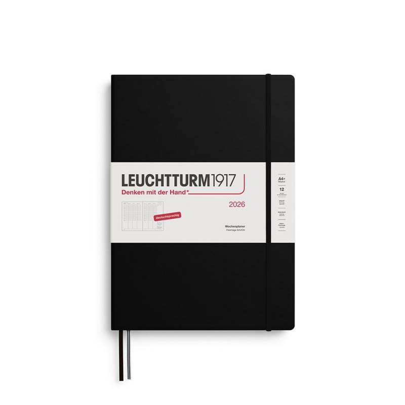 Leuchtturm1917 Wochenplaner 1 Woche auf 2 Seiten 2026 Master A4+ Hardcover Schwarz von Leuchtturm1917