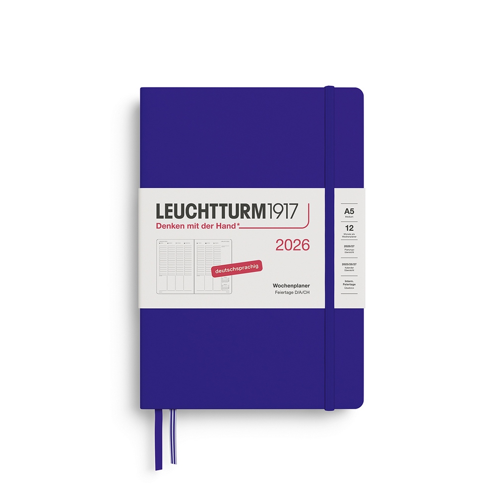 Leuchtturm1917 Wochenplaner 1 Woche auf 2 Seiten 2026 Medium A5 Hardcover Ink von Leuchtturm1917
