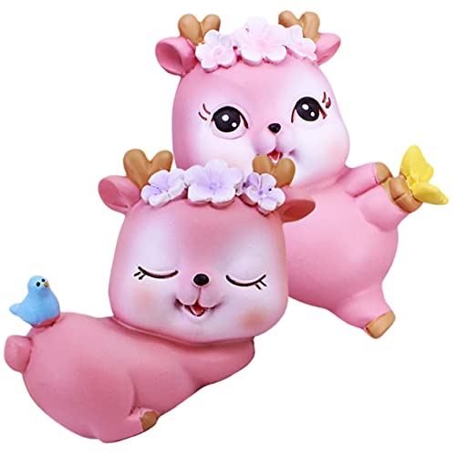 Levemolo 2stücke Cartoon Design REH Figur Hochwertigem Niedliches Deko-Element Für Tisch Und Für Wohn Und Kinderzimmer Und Levemolo 2stücke Cartoon Design REH Figur Hochwertigem Niedliches Deko-Element Für Tisch Und Für Wohn Und Kinderzimmer Und von Levemolo