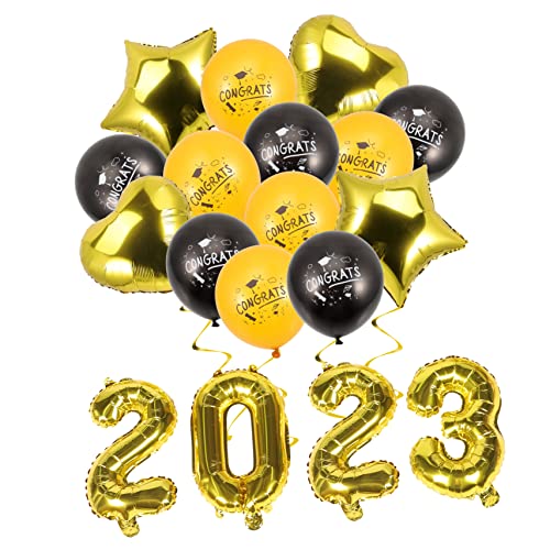 Levemolo Graduation Party Ballons mit Schwarzen Goldenen Sterne und Goldenen Herz Luftballons Dekoratives Abschlussfeier Zubehör für Innen und Außenbereich Festliche Abschlussdekoration von Levemolo