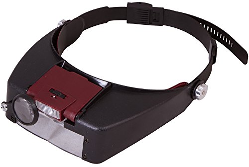 Levenhuk Zeno Vizor H2 Kopflupe mit Mehrfacher Leistung und LED-Licht, Zusätzlicher Faltbarer Linse und Verstellbarem Kopfband von Levenhuk