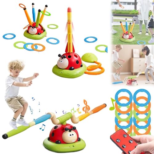 3 in 1 Marienkäfer-übungs-Sprungwurfspielzeug, Multifunktions-Gartenspielzeug, Musiksprung, Wurfringspiel und Stampfstart-Raketenwerfer for Outdoor-Sport-Unterhaltungsspielspielzeug von LexTex