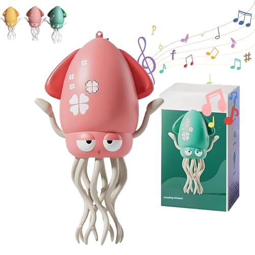 LexTex Krabbelndes, Tanzendes Oktopus-Spielzeug, Elektrisch, Interaktive Tanzrobotik Als Geschenk for Kinder, Automatisches Vermeidungs-Krabbel-Tanzsensor-Spielzeug Mit LED-Lichtern(Pink,Basic) von LexTex