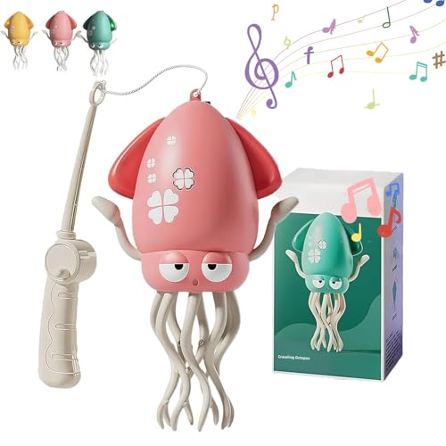 LexTex Krabbelndes, Tanzendes Oktopus-Spielzeug, Elektrisch, Interaktive Tanzrobotik Als Geschenk for Kinder, Automatisches Vermeidungs-Krabbel-Tanzsensor-Spielzeug Mit LED-Lichtern(Pink,Fishing Rod) von LexTex