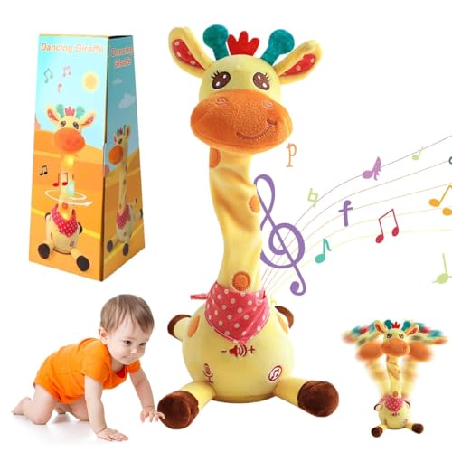 Tanzendes, Sprechendes Giraffenspielzeug, Musikalisch Singende Bauchzeit-Giraffe Mit Leuchtenden LED-Lichtern, Interaktives Stofftier Wiederholt, was Sie Sagen(Remote Control) von LexTex