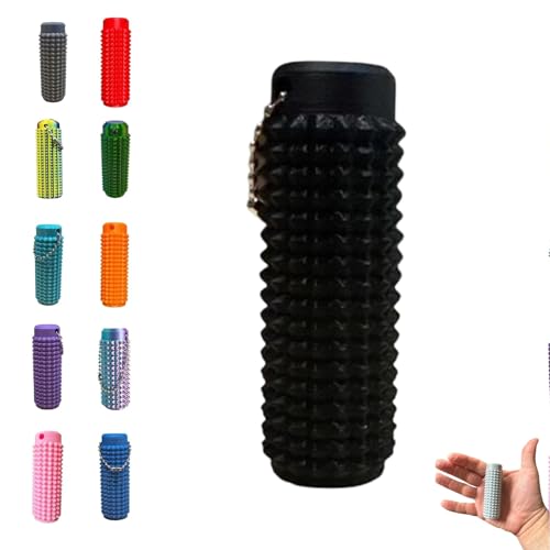 Tragbares Stimulationswerkzeug in Leuchtenden Farben, Stacheliger Grippie-Stimulations-Schlüsselanhänger Zur Linderung Von Angstzuständen, Schmerzstimulations-Fidget for Erwachsene(Schwarz) von LexTex