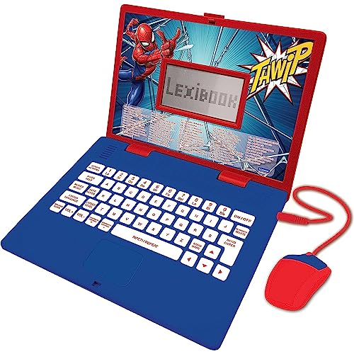Lexibook - Spider-Man Lern- und zweisprachiger Laptop Italienisch/Englisch - Spielzeug mit 124 Aktivitäten zum Lernen, Spielen und Musik - Blau/Weiß, JC598SPi5 von Lexibook