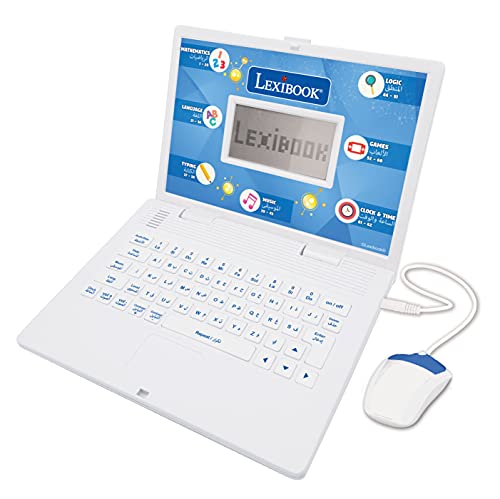 LEXIBOOK JC598i13 Lern- und zweisprachiger Laptop, Arabisch/Englisch, Spielzeug für Kinder (Jungen & Mädchen), 124 Aktivitäten, Lernspiele und Musik, Weiß/Blau von Lexibook