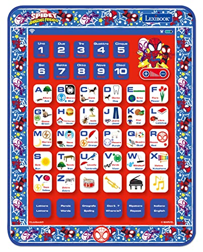 LEXIBOOK JCPAD002SPi5 Spidey and His Amazing Friends-pädagogisches zweisprachiges interaktives Tablet, Spielzeug zum Lernen von Buchstaben, Zahlen, Rechtschreibung, Musik, Englisch/Italienisch LEXIBOOK JCPAD002SPi5 Spidey and His Amazing Friends-pädagogisches zweisprachiges interaktives Tablet, Spielzeug zum Lernen von Buchstaben, Zahlen, Rechtschreibung, Musik, Englisch/Italienisch von Lexibook