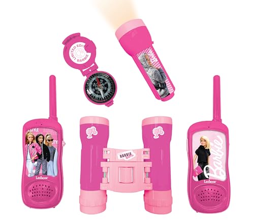 LEXIBOOK Mattel Barbie - Abenteurer-Set für Kinder, Walkie-Talkies 120m, Fernglas, Kompass, Taschenlampe, RPTW12BB von Lexibook