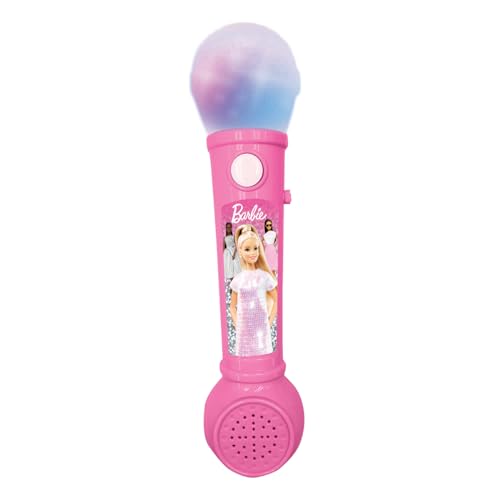 LEXIBOOK - Mattel Barbie - Beleuchtetes Mikrofon für Kinder, musikalisches Spielzeug, eingebauter Lautsprecher, Lichteffekte, inklusive Demo-Melodien, Rosa, MIC80BB von Lexibook