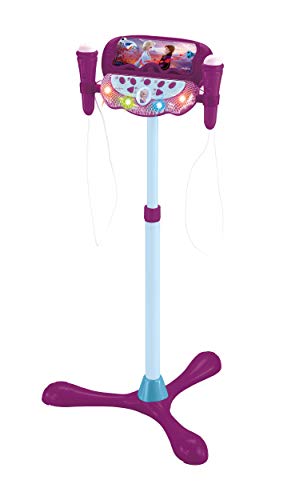 LEXIBOOK S160FZ Disney Frozen Eiskönigin, Standlichtlautsprecher für Kinder, musikalisches Spiel, verstellbare Höhe, lichteffekte, 2 Mikrofone inklusive, MP3-Stecker, Audiokabel-Stecker, lila/blau von Lexibook