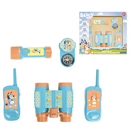 Lexibook, Bluey Abenteurer-Set mit Walkie-Talkies Reichweite 120 m, Fernglas und Kompass, Blau Gelb, RPTW12BY von Lexibook