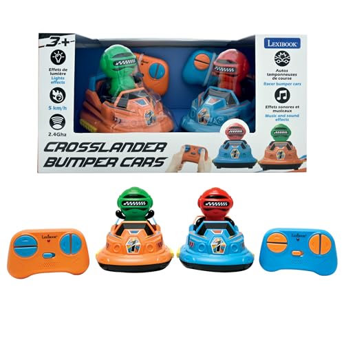 Lexibook, Crosslander® Bumper Cars, 2er-Set ferngesteuerte Rennautos, bis zu 5 km/h, 2 abnehmbare Figuren, Sound- und Lichteffekte, Blau/Orange, RC2A von Lexibook