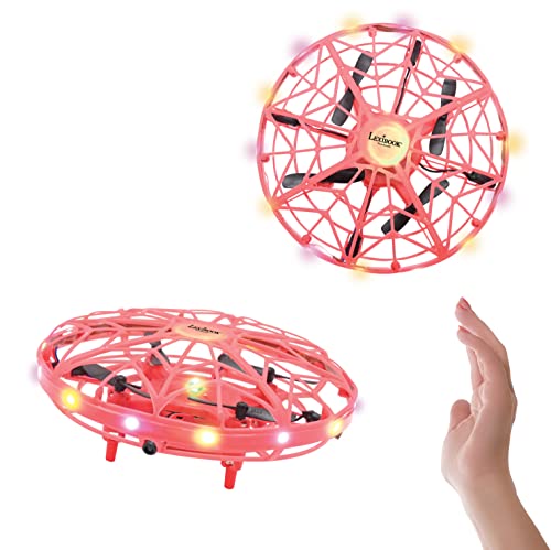Lexibook Crosslander UFO, Erste wiederaufladbare Leuchtdrohne mit Gestensteuerung für Kinder, bis zu 5km/h, Bewegungssensor, Höhenhaltung, Lichteffekte, Innen- oder Außenbereich, Rot, UFO01 von Lexibook