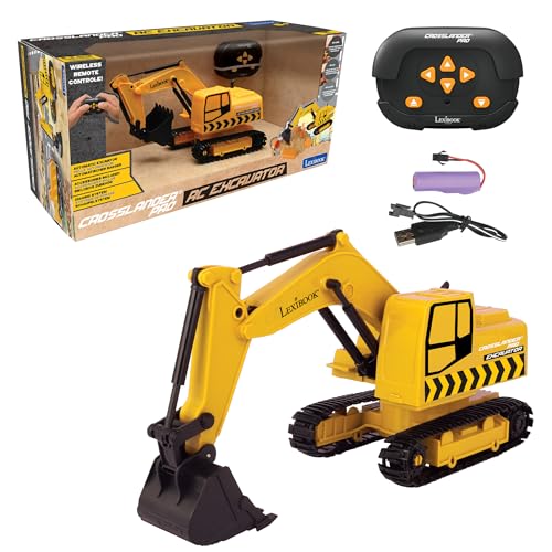 Lexibook, Crosslander® pro RC Excavator, Ferngesteuerter Baggerlader, automatischer Bagger, Spielteppich, Sandförmchen, 2 LKWs und eine Brücke in Kartons enthalten, wiederaufladbar, RCP30 von Lexibook