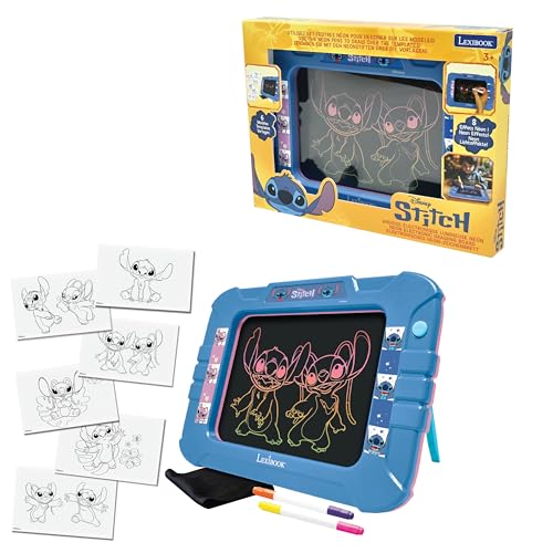Lexibook, Disney Stitch, Elektronische Tafel, Neonlicht-Effekt, 8 Farbige Lichteffekte, 6 Inklusive Modelle, Zweifarbige Marker und Tuch, CRNEOD von Lexibook