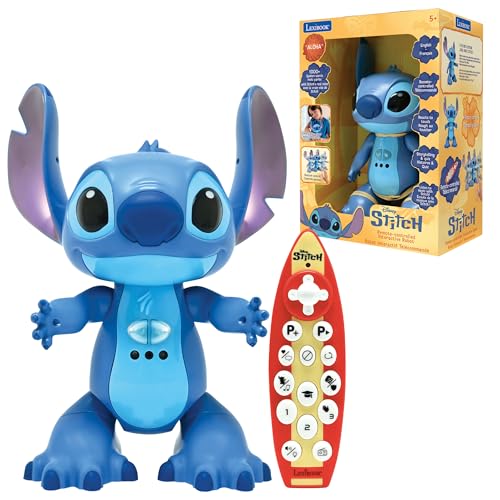 Lexibook, Disney Stitch, interaktiver Roboter, ferngesteuert, zweisprachig, Französisch, Englisch, Gestensteuerung und Fernbedienung, reagiert auf Berührung, programmierbar, mit zwei Geschwindigkeiten von Lexibook