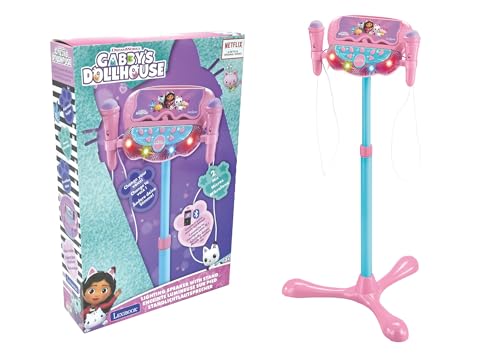 Lexibook, Gabby’s Dollhouse, Leuchtender Bluetooth-Lautsprecher auf Ständer für Kinder, Musikspiel, höhenverstellbar, Lichteffekte, 2 Mikrofone inklusive, S160GDH, Rosa von Lexibook