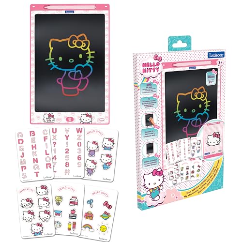 Lexibook, Hello Kitty, Zaubertafel, künstlerisches und kreatives Spielzeug für Mädchen und Jungen, mehrfarbige Zeichnungen, 28 cm Bildschirm, inkl. 1 Stylus und 6 Schablonen, Rosa, CRT10HK von Lexibook