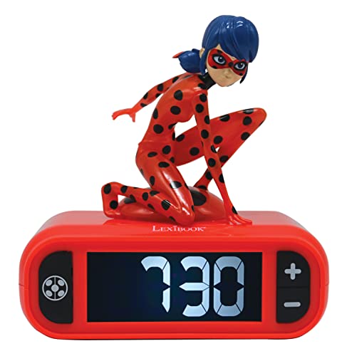 Lexibook, Miraculous Ladybug Cat Noir, Digitalwecker mit Nachtlicht, Snooze, Uhr, leuchtendes Ladybug, Rot, RL800MI von Lexibook