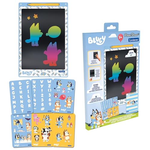 Lexibook, Multicolor E-Ink Zeichen-Tablet 28 cm mit Bluey-Schablonen, Blau, CRT10BY von Lexibook