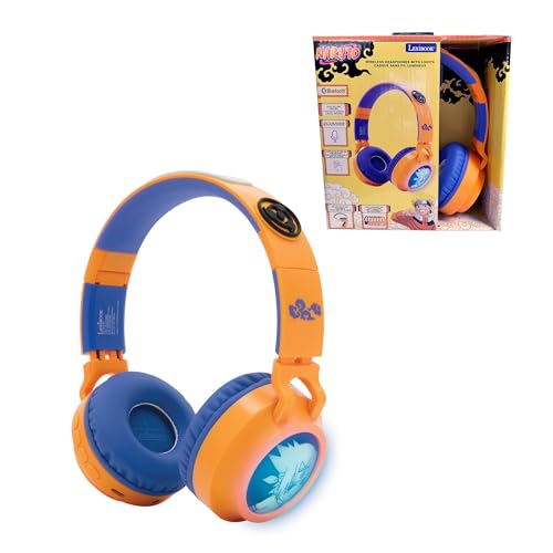 Lexibook, Naruto, Faltbarer beleuchteter Bluetooth®- und kabelgebundener Helm mit 3D-Design aus dem Naruto-Universum und Lautstärkebegrenzung, Blau Orange, HPBT015NA von Lexibook