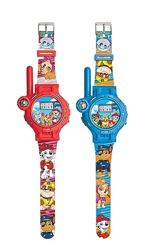 Lexibook, Paw Patrol, Walkie-Talkies Uhren, 2 Stück, Reichweite bis zu 200m/600 Fuß, Taschenlampe, Kompass, wiederaufladbar, Blau/Rot, DMWTW1PA von Lexibook