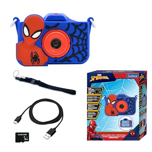 Lexibook, Spider-Man, 4-in-1 Kamera für Kinder mit Schutz, Foto-, Video-, MP3- und Spielfunktionen, 15 Rahmen zur Personalisierung Ihrer Fotos, 8 GB Speicherkarte enthalten, DJ078SP von Lexibook