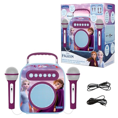 Lexibook Frozen 2, Anna & ELSA, Mein geheimes tragbares Lautsprecher mit Mikrofon, Karaoke-Funktion, Aux-In-Buchse, Kartenschacht für Speicherkarte, blau, BTC050FZ von Lexibook