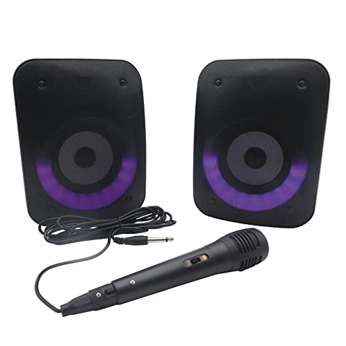 Lexibook - iParty - 2 Stereo-Bluetooth®-Lautsprecher, inkl. Mikrofon, Leuchtend, 3 Stunden Akkulaufzeit, Bluetooth 5.0, BTS500Z von Lexibook