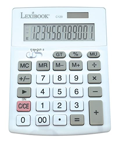 Lexibook C129 12-Digit Desk Calculator, weiß von Lexibook