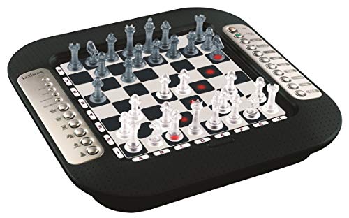 Lexibook CG1335 Chessman FX, Elektronisches Schachspiel mit Berührungstastatur und Licht-und Soundeffekte, 32 Stück, 64 Schwierigkeitsgrade, Familienbrettspiel, 2 Spieler, Schwarz/Silber von Lexibook