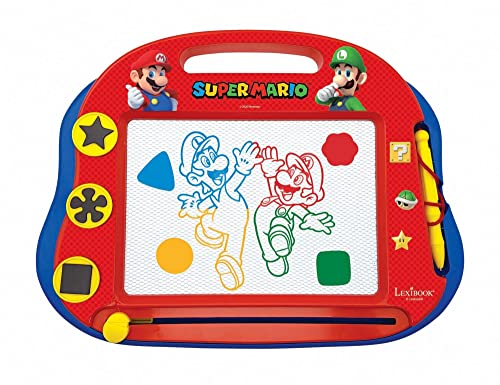 Lexibook - CRNI550 Magische magnetische Nintendo Super Mario Zeichentafel, Magnettafel für Kinder, künstlerisches kreatives Spielzeug für Mädchen und Jungen, Stift und Magnete, Blau/Rot von Lexibook