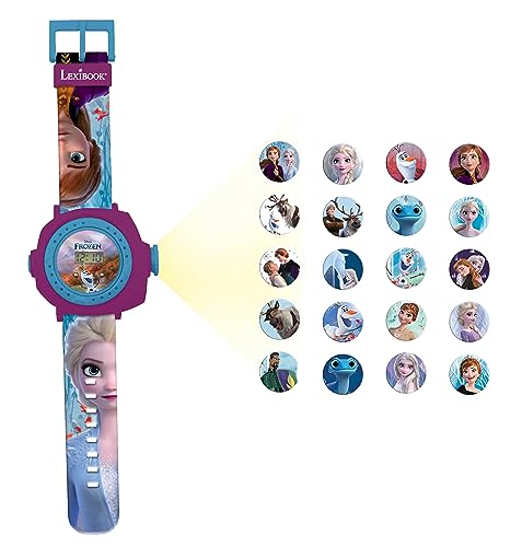 Lexibook Frozen 2–Frozen 2 Armbanduhr mit digitalem Bildschirm, verstellbar, mit 20 Projektionen von Elsa, Anna und Olaf – für Kinder/Mädchen –Blau und Lila –DMW050FZ von Lexibook
