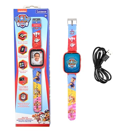 Lexibook, Paw Patrol, Selfie-Kamera-Uhr, HD-Touchscreen, 720p-Kamera, MP3-Player, Eingebauter Lautsprecher, Diktiergerät, Schrittzähler, 5 Spiele, Rot, DMW070PA von Lexibook
