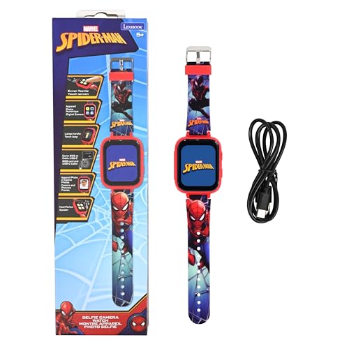 Lexibook, Spider-Man, Selfie-Kamera-Uhr, HD-Touchscreen, 720p-Kamera, MP3-Player, integrierter Lautsprecher, Diktiergerät, Schrittzähler, 5 Spiele, Rot/blau, DMW070SP Lexibook, Spider-Man, Selfie-Kamera-Uhr, HD-Touchscreen, 720p-Kamera, MP3-Player, integrierter Lautsprecher, Diktiergerät, Schrittzähler, 5 Spiele, Rot/blau, DMW070SP von Lexibook