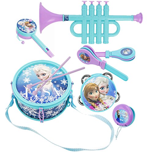 Lexibook Disney Frozen Die Eiskönigin ELSA AnnaMusikspielzeug, Musik-Set, 7 Musikinstrumenten (Trommel, Maracas, Castanet, Harmonika, Blockflöte, Trompete, Tamburin), K360FZ von Lexibook