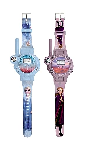Lexibook - Disney Frozen - Walkie-Talkies Uhr, 2 Stück, Reichweite bis zu 200m, Taschenlampe, Kompass, wiederaufladbar, Blau/lila - DMWTW1FZ von Lexibook