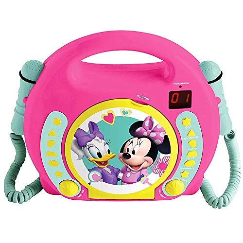 Lexibook Disney Junior Minnie Maus, CD-Player mit 2 Spielzeug-Mikrophonen, Kopfhöreranschluss, Batteriebetrieben, Pink, RCDK100MN Lexibook Disney Junior Minnie Maus, CD-Player mit 2 Spielzeug-Mikrophonen, Kopfhöreranschluss, Batteriebetrieben, Pink, RCDK100MN von Lexibook