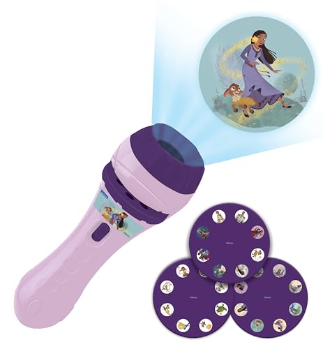 Lexibook - Disney Wish - Geschichtenprojektor, Taschenlampe und Projektor mit 3 Discs, 24 Bilder aus dem Film, kreiere Deine eigenen Geschichten, LTC050WI von Lexibook