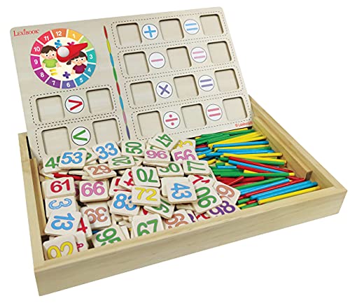 LEXIBOOK EDU200 Clock Hands Bio Toys Math School, eine hölzerne Aktivitätsbox zum Zählen Lernen, Vorschule pädagogisches Spielzeug zum ersten Mal Erwachen, M von Lexibook