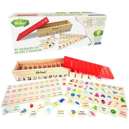 LEXIBOOK EDU250i1 Animals Bio Toys-Vokabelbox-Sortierbox aus Holz EN/FR von Lexibook