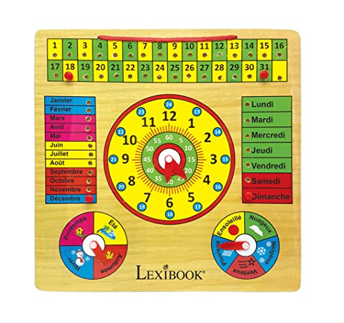 Lexibook EDU365FR Bio Toys Mein erster Lernkalender aus Holz mit Uhr, französisch von Lexibook
