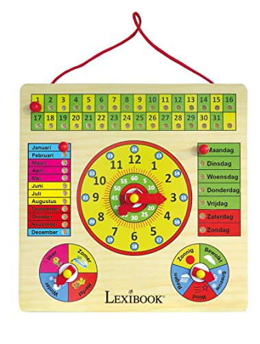 Lexibook EDU365NL Bio Toys, Mein erster pädagogischer Wandkalender aus Holz mit Uhr, niederländisch von Lexibook