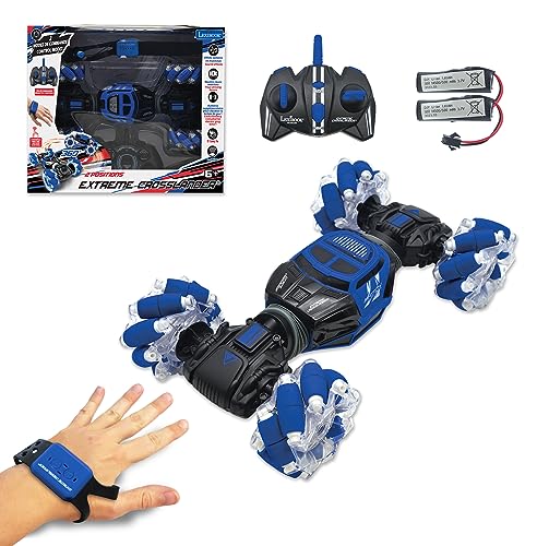 Lexibook Extreme Crosslander Leuchtendes geländegängiges funkgesteuertes Auto, Armband-Fernbedienung, wiederaufladbar, elektronisches Actionspiel, Schwarz/Blau, RC49 von Lexibook