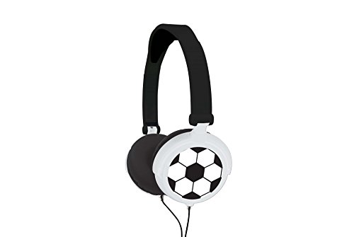 Lexibook Football Stereokopfhörer, kinderfreundliche Kraft, faltbar und einstellbar, Schwarz / Weiß, HP015FO von Lexibook