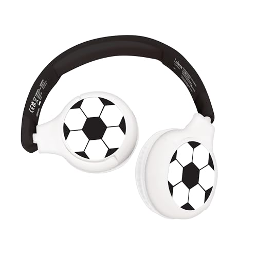 Lexibook - Fußball - 2-in-1 Bluetooth- und kabelgebundene Kopfhörer mit Mikrofon und Steuerungstaste, faltbar und verstellbar, wiederaufladbarer Langzeitakku, HPBT010FO von Lexibook